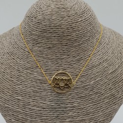 Vergulde choker ketting met lotus hanger