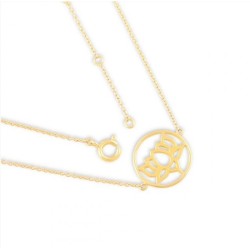 Vergulde choker ketting met lotus hanger