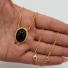 Vergulde ketting met ovale zwarte Onyx hanger