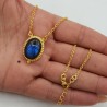 Vergulde ketting met ovale Labradoriet hanger