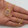 Vergulde ketting met ovale Rozenkwarts hanger