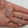 925 Sterling zilveren ketting met ovale Rozenkwarts hanger