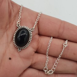 925 Sterling zilveren ketting met ovale zwarte Onyx hanger