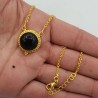 Vergulde ketting met ronde zwarte Onyx hanger