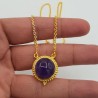 Vergulde ketting met ronde Amethist hanger