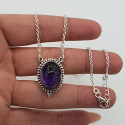 925 Sterling zilveren ketting met ovale Amethist hanger