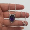 925 Sterling zilveren ketting met ovale Amethist hanger