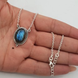 925 Sterling zilveren ketting met ovale Labradoriet hanger