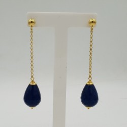 Oorbellen met Saffier blauwe Jade druppel