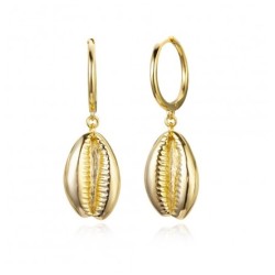 Vergulde creolen met Cowrie hanger
