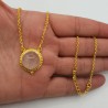 Vergulde ketting met ronde Rozenkwarts hanger