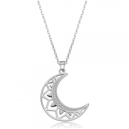 925 Sterling zilveren ketting met bewerkte maan hanger
