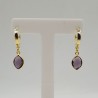 Vergulde creolen met Amethist quartz hanger