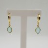 Vergulde creolen met aqua Chalcedoon hanger