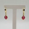 Vergulde creolen met roze Toermalijn quartz hanger