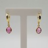 Vergulde creolen met roze quartz hanger