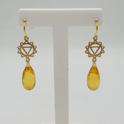 Vergulde chakra oorbellen met Lemon Topaas