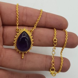 Vergulde ketting met Amethist hanger
