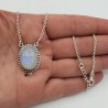 925 Sterling zilveren ketting met ovale Maansteen hanger