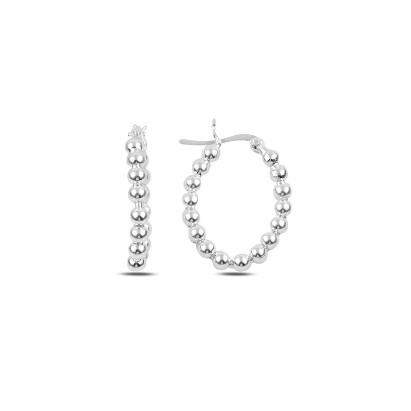 925 Sterling zilveren beaded ovale creolen 20x25mm
