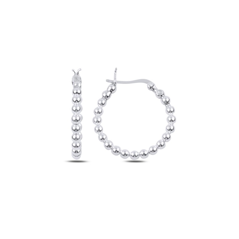 925 Sterling zilveren beaded ronde creolen 25 mm