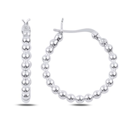 925 Sterling zilveren beaded ronde creolen 25 mm