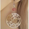 Zilveren oorbellen met ronde Buffelhoorn en Cherry quartz