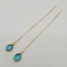 Vergulde treader oorbellen met blauw Topaas quartz