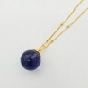Vergulde ketting met ronde Ioliet blauwe quartz