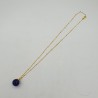 Vergulde ketting met ronde Ioliet blauwe quartz