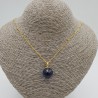 Vergulde ketting met ronde Ioliet blauwe quartz