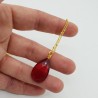 Vergulde ketting met Granaat rode quartz druppel