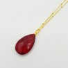Vergulde ketting met Granaat rode quartz druppel