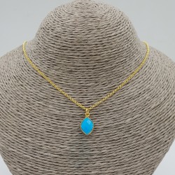Vergulde ketting met marquise Turkoois hanger