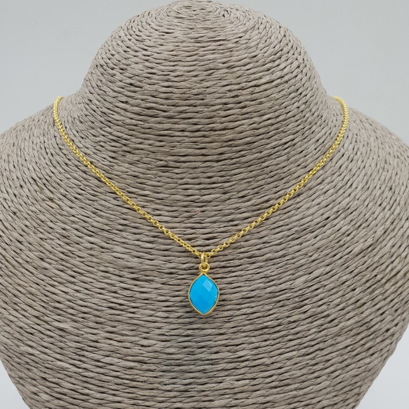 Vergulde ketting met marquise Turkoois hanger