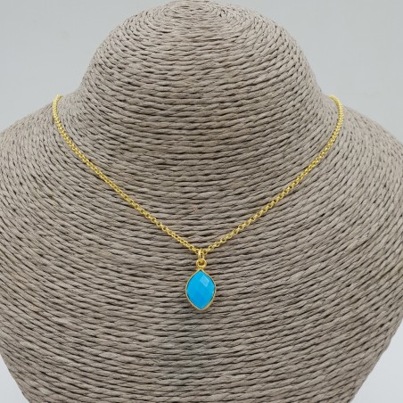 Vergulde ketting met marquise Turkoois hanger
