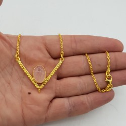 Vergulde ketting met hanger gezet met ovale Rozenkwarts