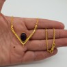 Vergulde ketting met hanger gezet met ovale Amethist