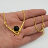 Vergulde ketting met hanger gezet met ronde Onyx
