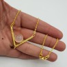 Vergulde ketting met hanger gezet met ronde Rozenkwarts