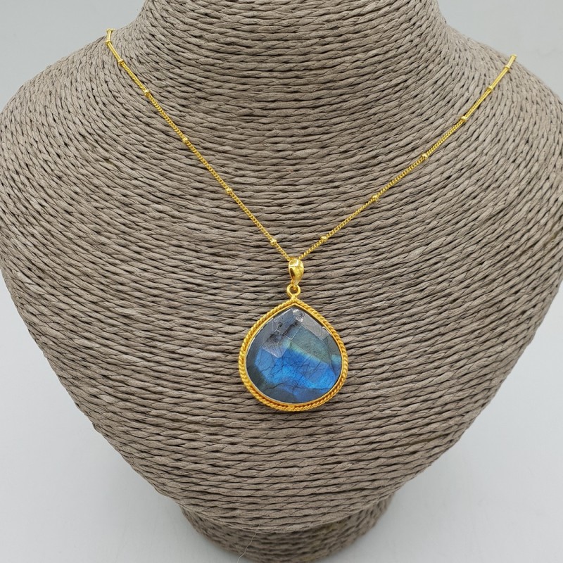 Vergulde ketting met Labradoriet hanger