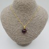 Vergulde ketting met ronde Granaat rode quartz