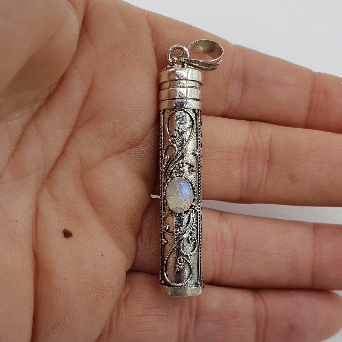 Zilveren parfumhanger / ashanger met Maansteen large