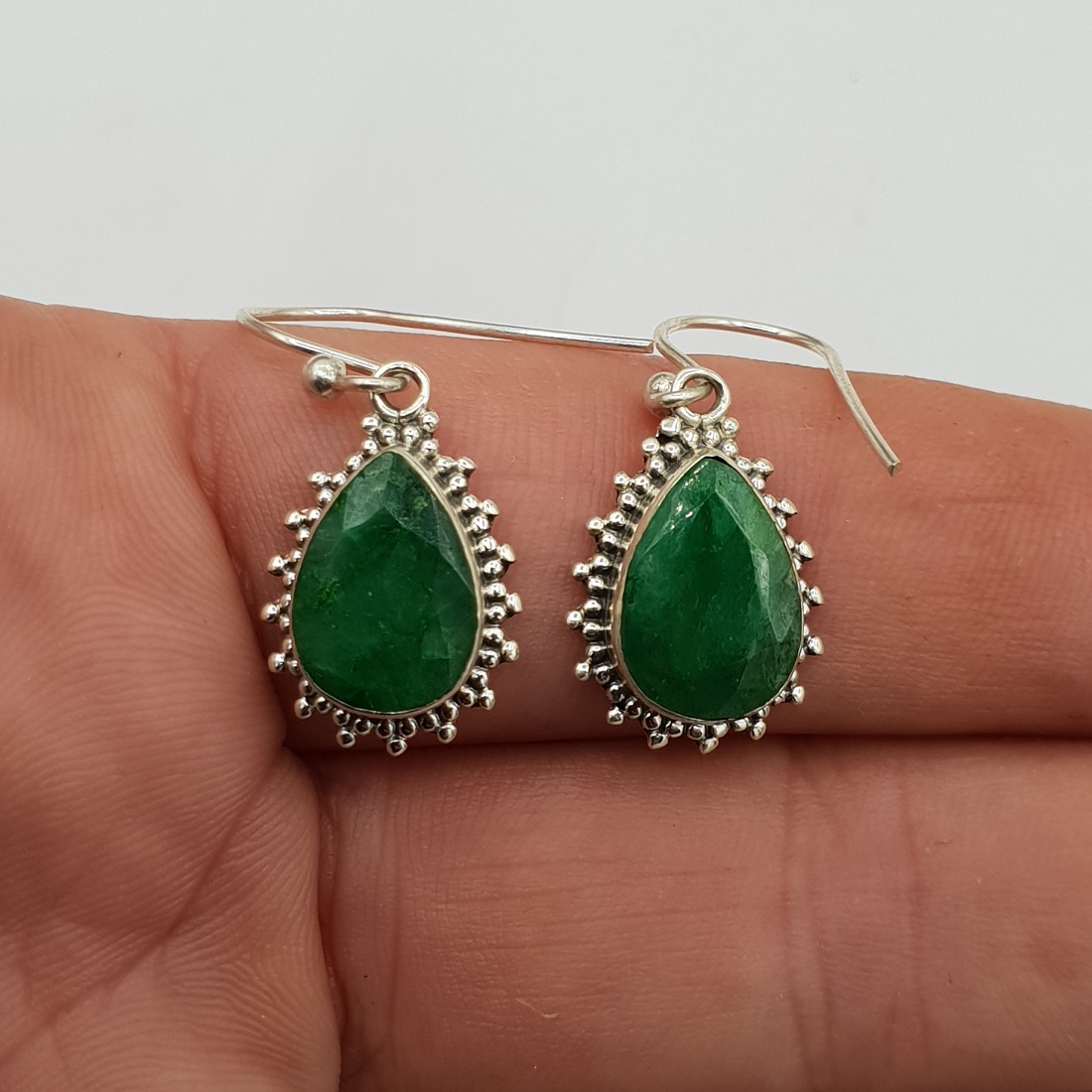 925 Sterling zilveren oorbellen Emerald