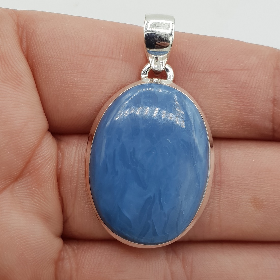 925 Sterling zilveren hanger brede blauw Opaal
