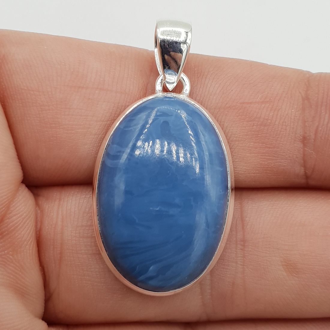 925 Sterling zilveren hanger ovale blauw Opaal
