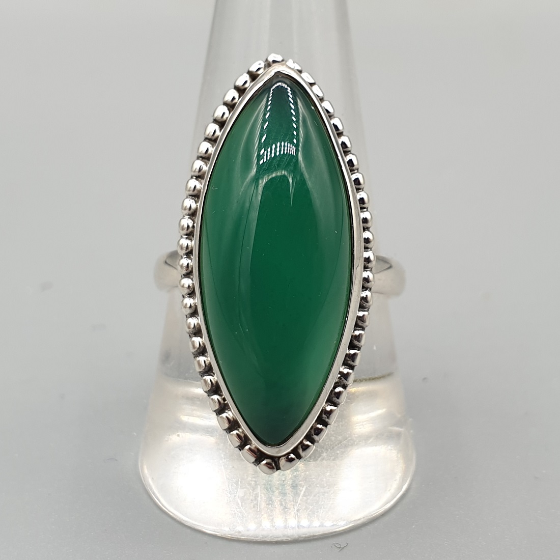 925 Sterling zilveren ring marquise groene Onyx 19 mm