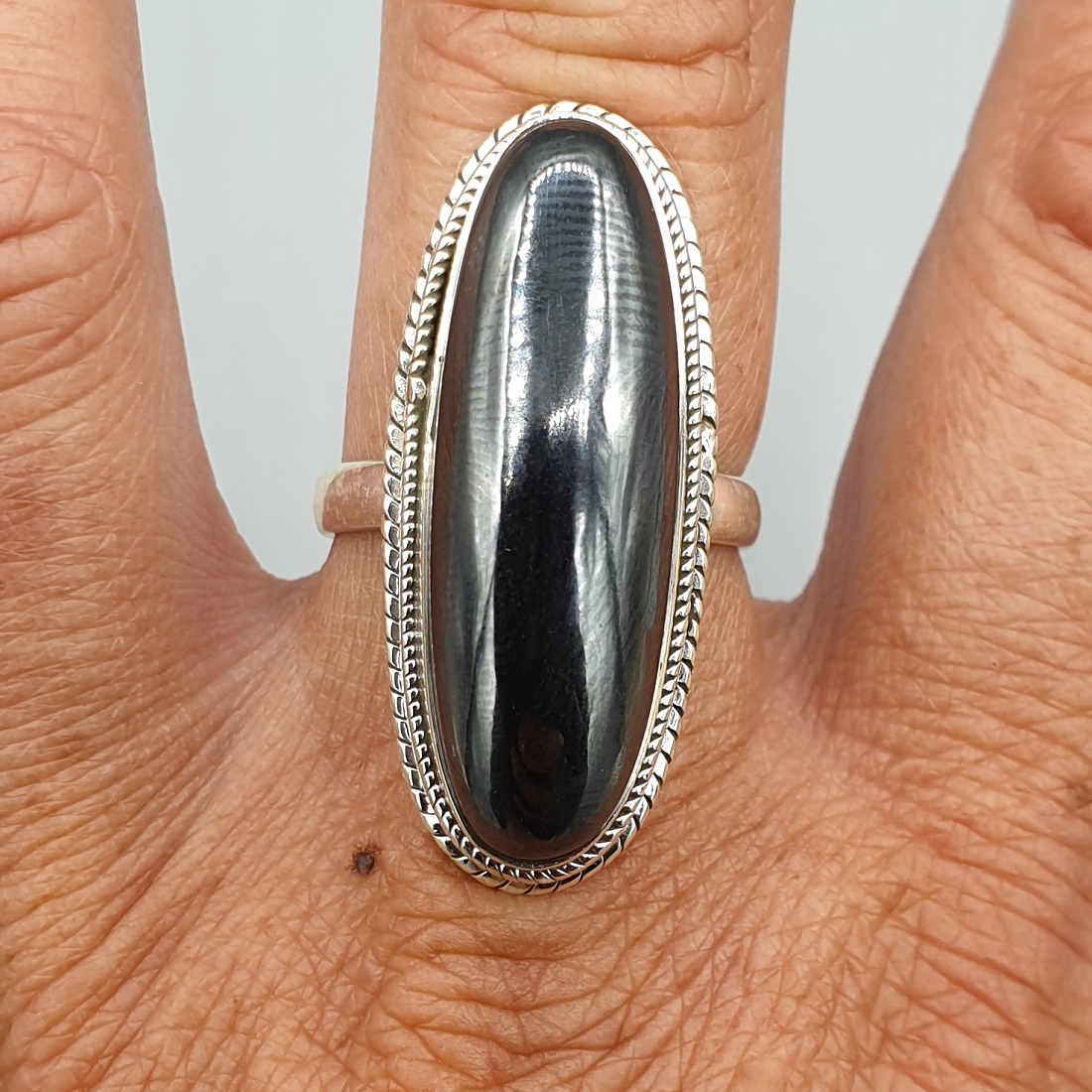925 Sterling zilveren ring Hematiet 18 mm