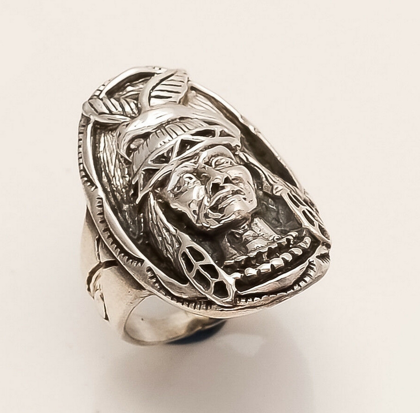 Zilveren ring met Indianen hoofd 20 mm | Zilveren