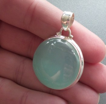 Zilveren hanger met ronde aqua Chalcedoon